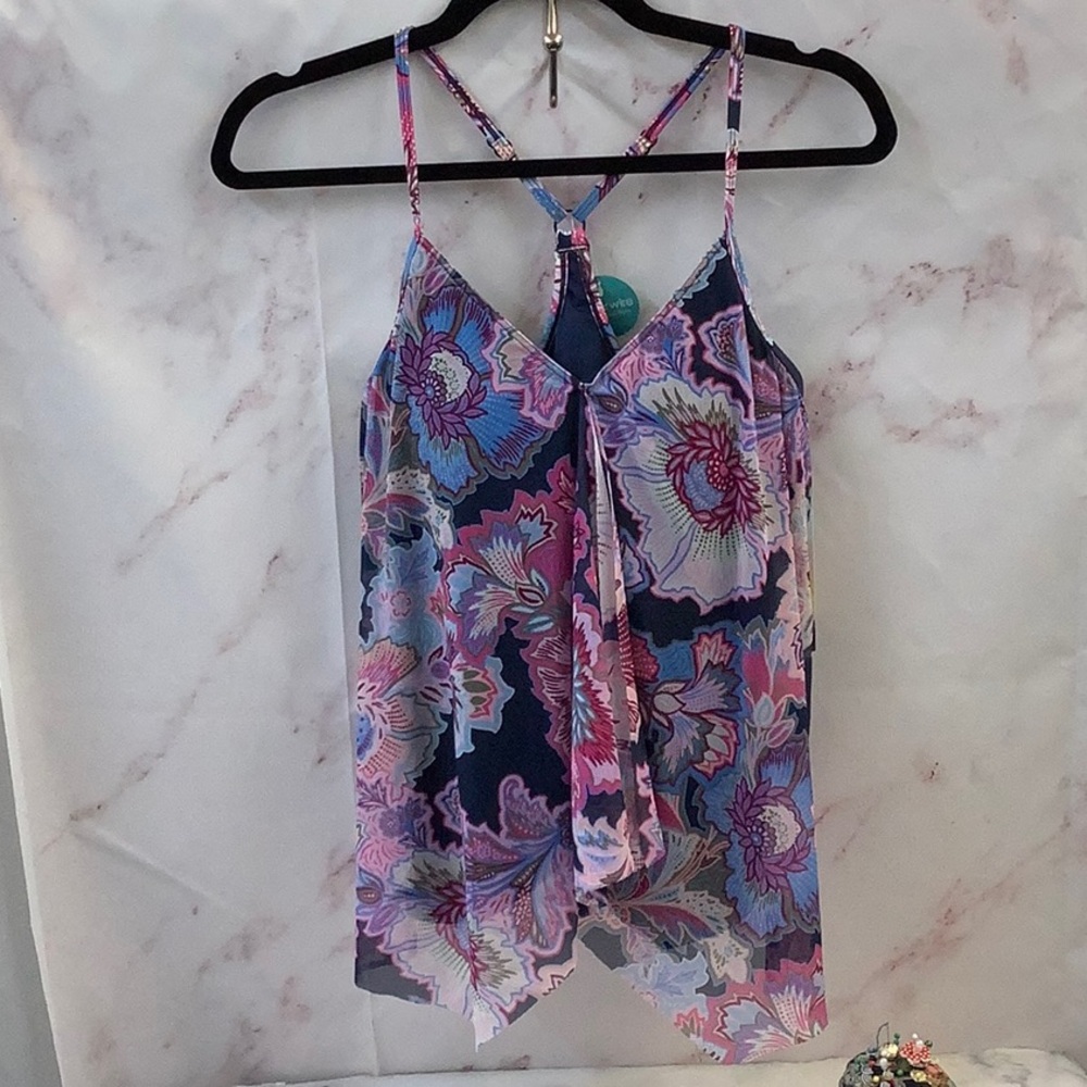 NWT Beach House Women's Tankini Floral Top Size 6